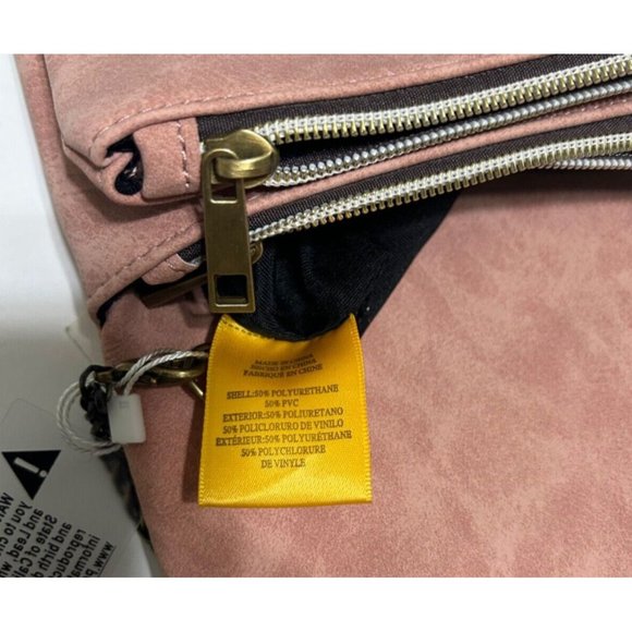 Women's Street Level Suede Blush Braided Chain Cross Body Bag 5x8 - Picture 5 of 12